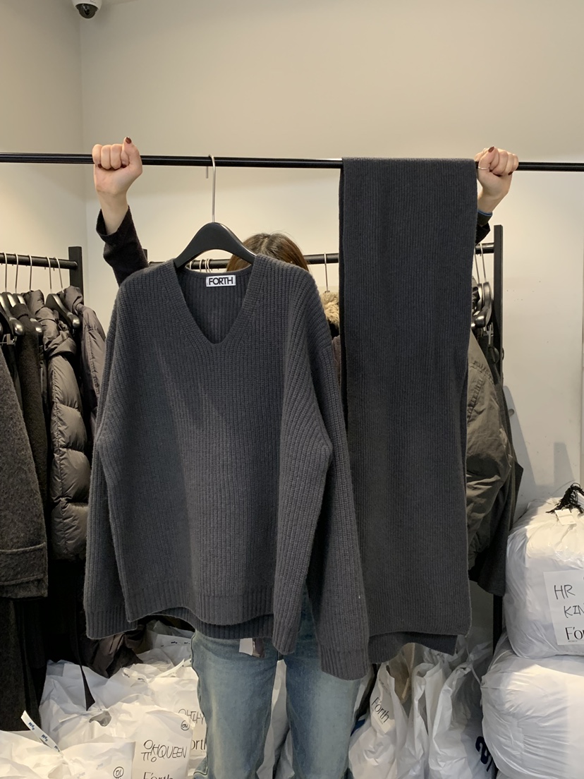 FORTH韓國代購㊣女裝新款職業25秋冬休閑時尚推薦針織衫含圍巾FORTH針織衫