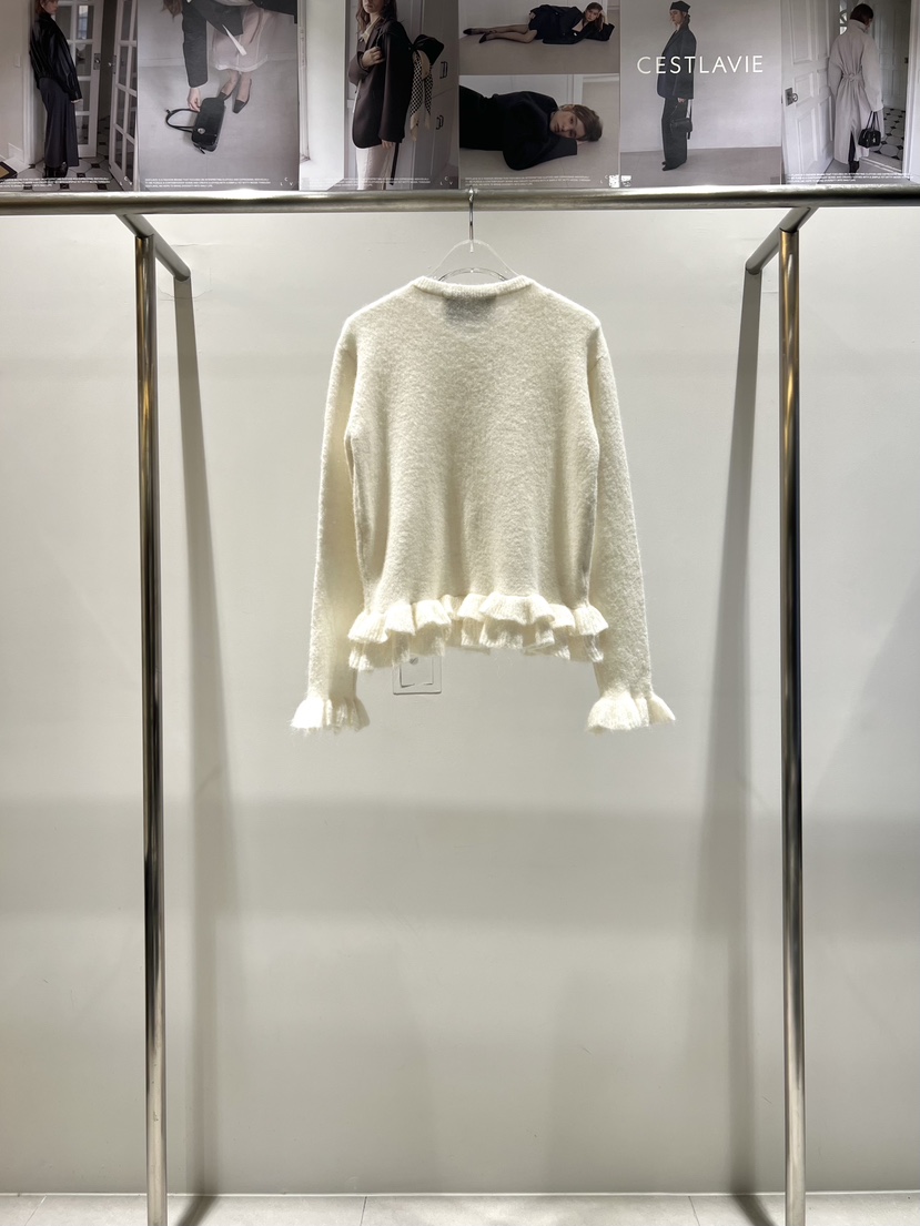 CESTLAVIE東大門㊣直郵女士新款休閑推薦職業針織衫荷葉邊開衫CESTLAVIE針織衫