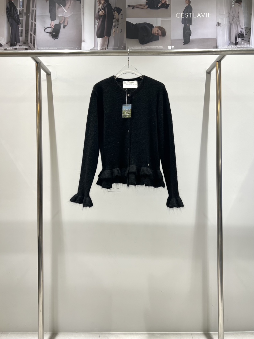 CESTLAVIE東大門㊣直郵女士新款休閑推薦職業針織衫荷葉邊開衫CESTLAVIE針織衫圖色3