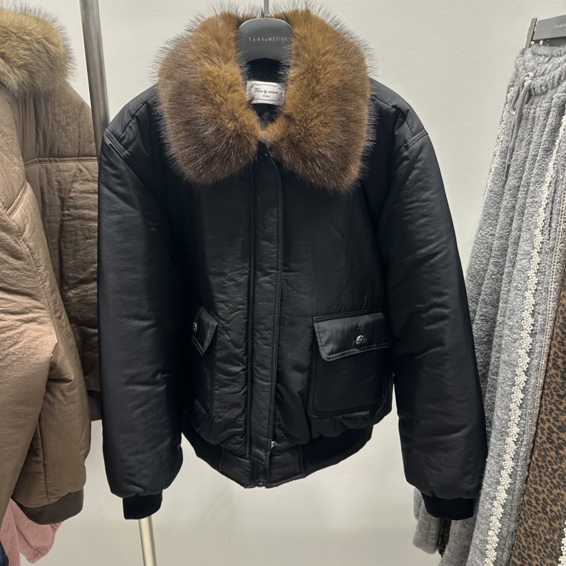 TARABY MOTION韓國直郵㊣女裝新款25秋冬短款棉服貂皮絎縫TARABY MOTION短款棉服圖色2