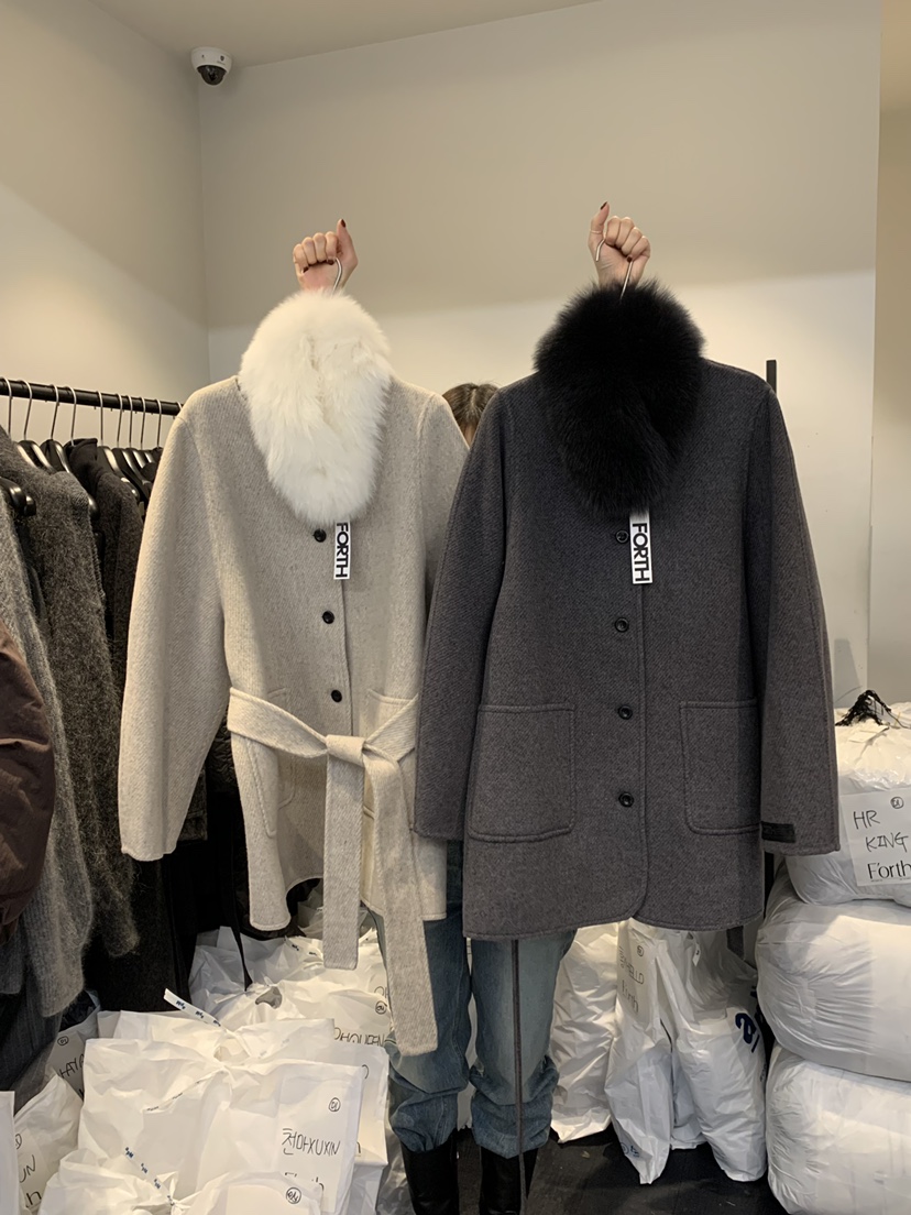 FORTH東大門㊣直郵女裝新品休閑職業推薦時尚中長款大衣狐貍FORTH中長款大衣