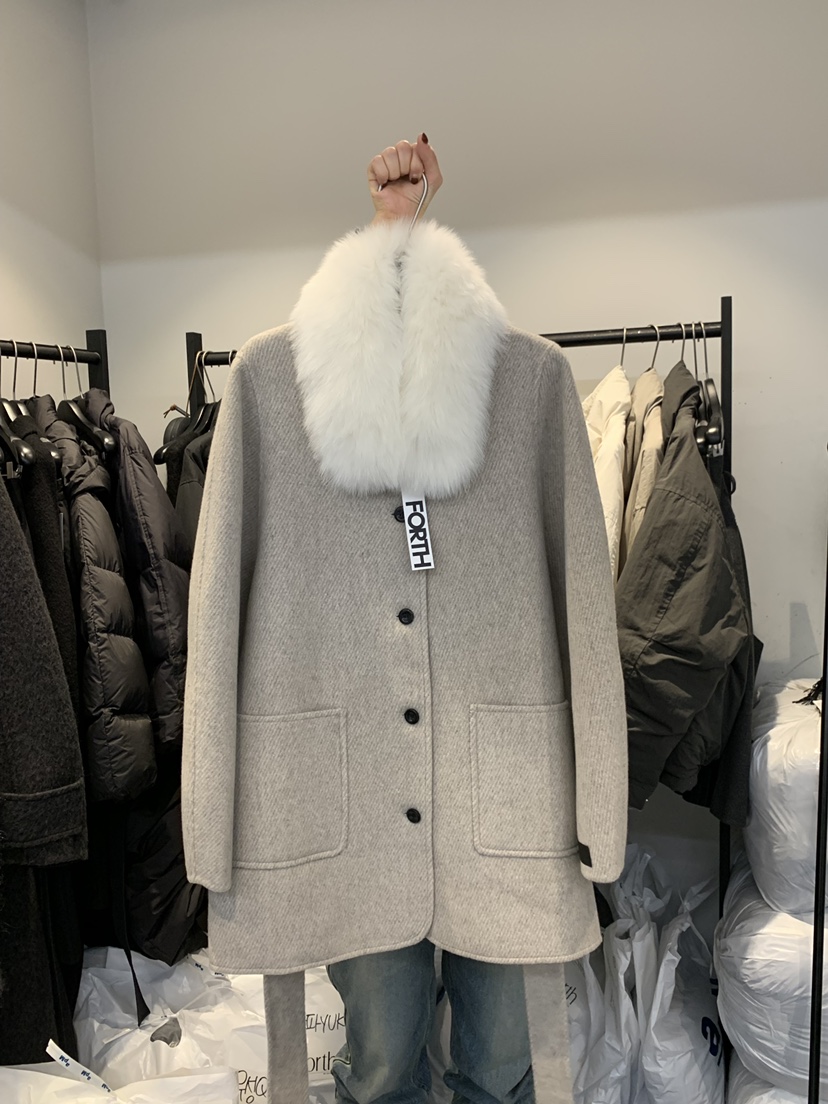 FORTH東大門㊣直郵女裝新品休閑職業推薦時尚中長款大衣狐貍FORTH中長款大衣