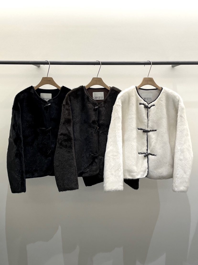 OBSESS韓國直郵㊣女裝新款25秋冬休閑時尚熱賣短款大衣貂皮OBSESS/EARLY BIRD短款大衣