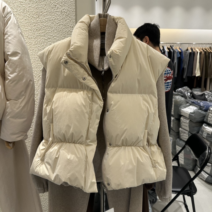 BLUEI-D韓國直郵㊣女士新款休閑時尚職業馬甲不含內搭鴨絨Blue i-d馬甲圖色1米色