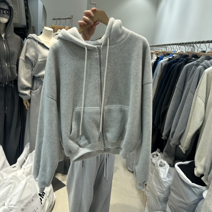 W.FATAL東大門㊣代購女裝新款休閑25秋冬衛衣雙面抓絨連帽衫W.FATAL衛衣圖色1燕麥色