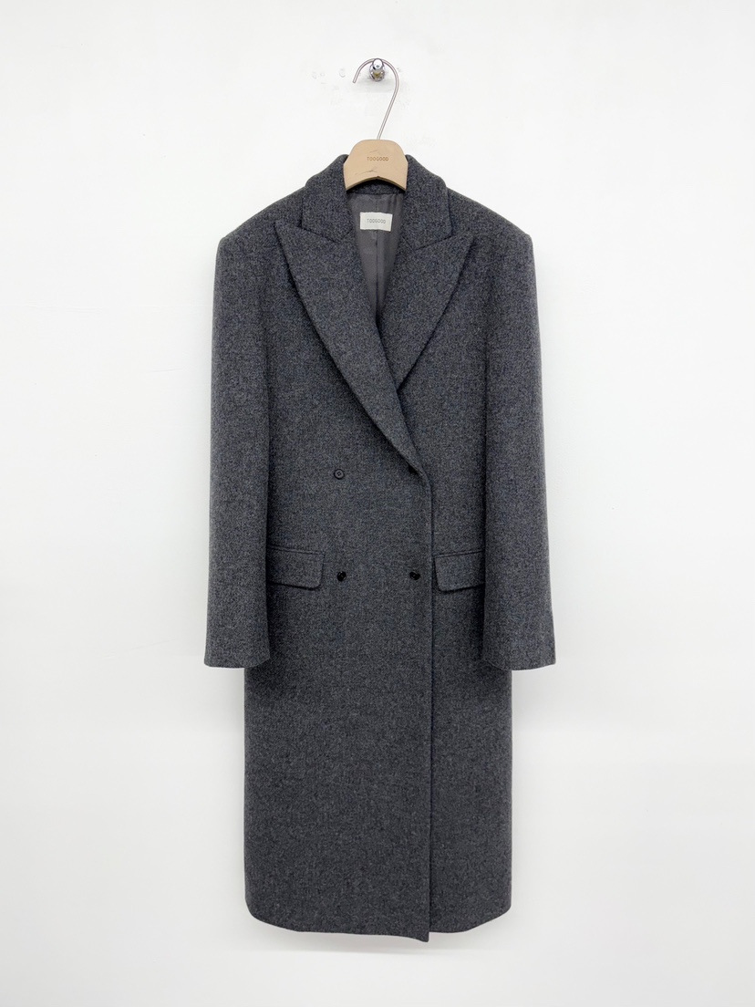 TOOGOOD韓國代購㊣女裝新款職業時尚休閑推薦人氣中長款大衣TOOGOOD中長款大衣圖色2墨色