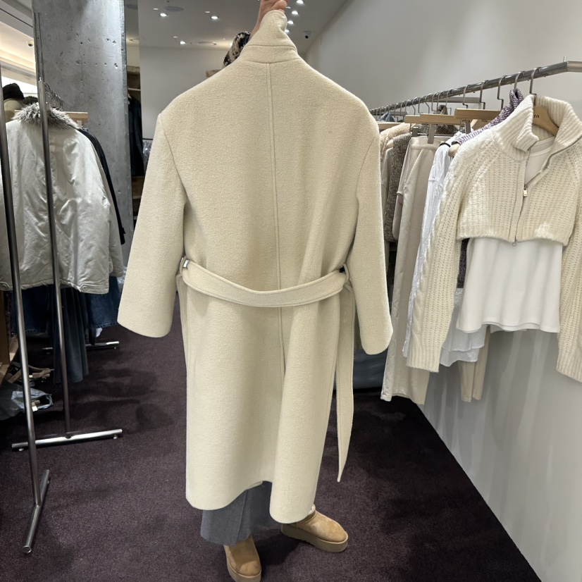 PITA韓國代購㊣女士新款休閑職業時尚25秋冬中長款大衣含腰帶THE VERLIN/piTa中長款大衣