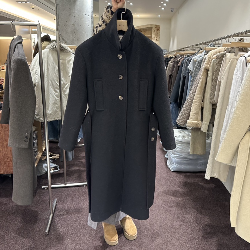 PITA韓國代購㊣女士新款休閑職業時尚25秋冬中長款大衣含腰帶THE VERLIN/piTa中長款大衣圖色2