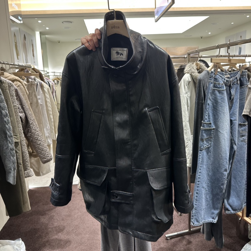 PITA東大門㊣實拍女士新品人氣時尚職業熱賣推薦25秋冬皮衣THE VERLIN/piTa皮衣圖色1
