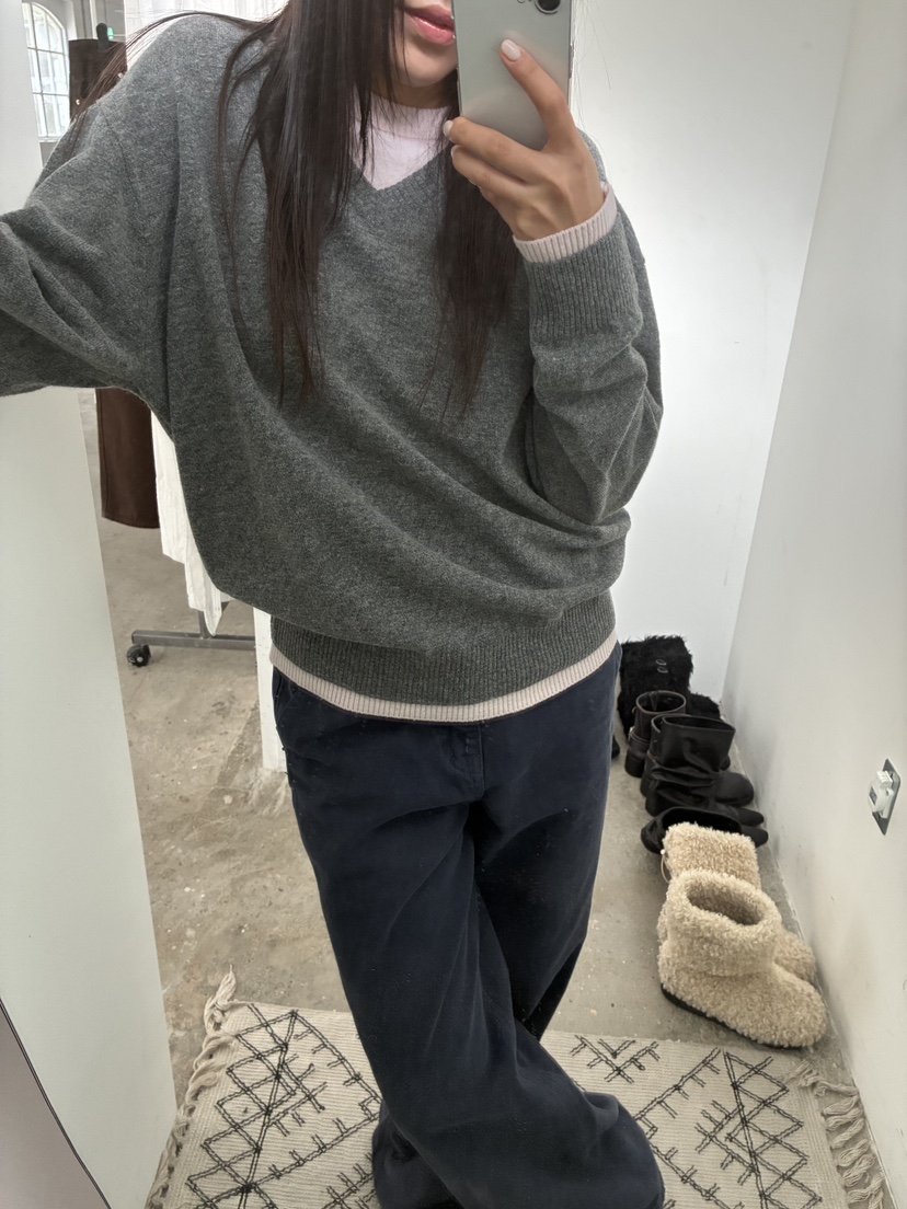 ACME韓國直郵㊣女士新品職業人氣25秋冬熱賣針織衫假兩件羊毛ACME針織衫