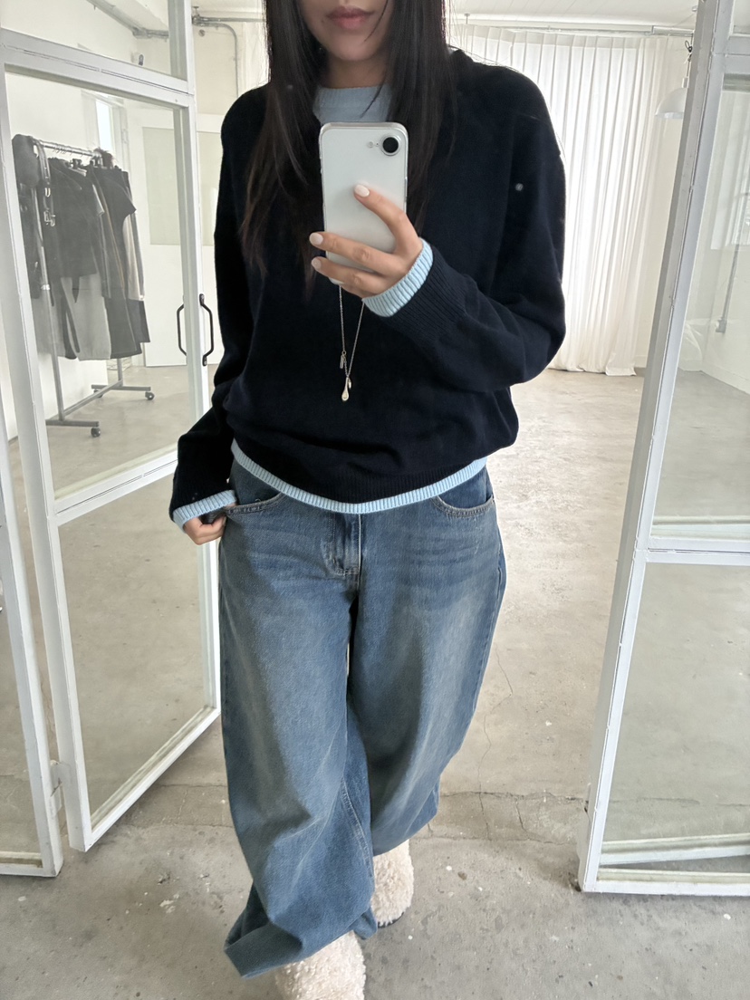 ACME韓國直郵㊣女士新品職業人氣25秋冬熱賣針織衫假兩件羊毛ACME針織衫