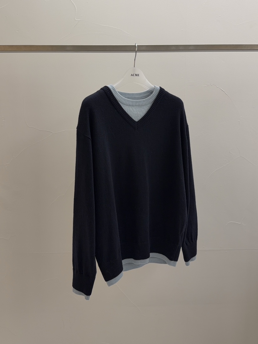 ACME韓國直郵㊣女士新品職業人氣25秋冬熱賣針織衫假兩件羊毛ACME針織衫圖色2