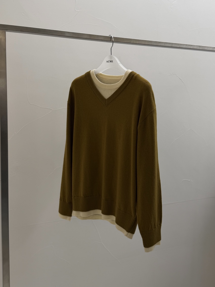 ACME韓國直郵㊣女士新品職業人氣25秋冬熱賣針織衫假兩件羊毛ACME針織衫圖色3
