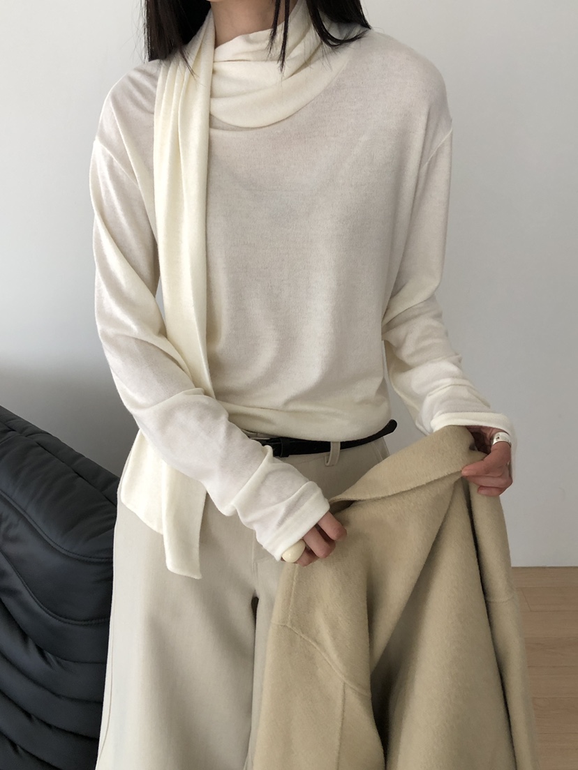 B_GARDER東大門㊣實拍女士新款熱賣推薦25秋冬職業長袖T恤圍巾B.GARDER長袖T恤