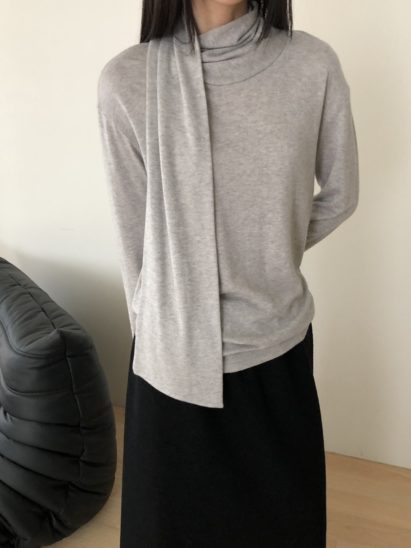 B_GARDER東大門㊣實拍女士新款熱賣推薦25秋冬職業長袖T恤圍巾B.GARDER長袖T恤