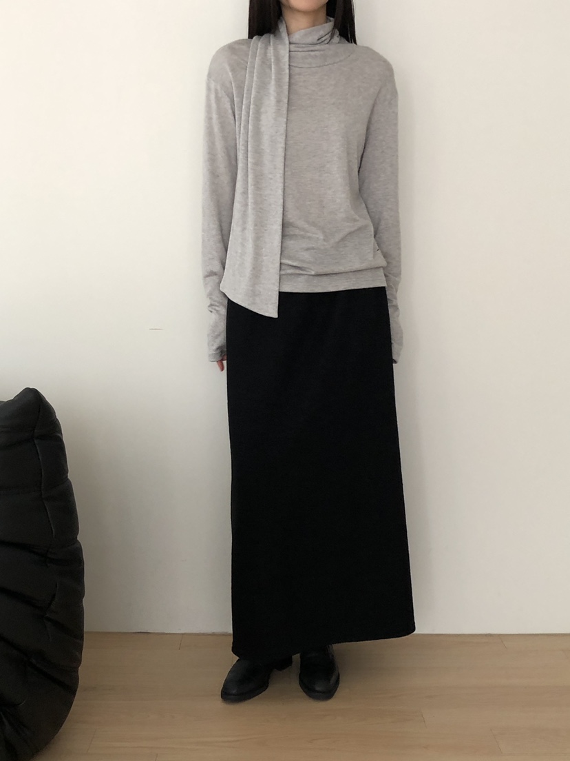 B_GARDER東大門㊣實拍女士新款熱賣推薦25秋冬職業長袖T恤圍巾B.GARDER長袖T恤