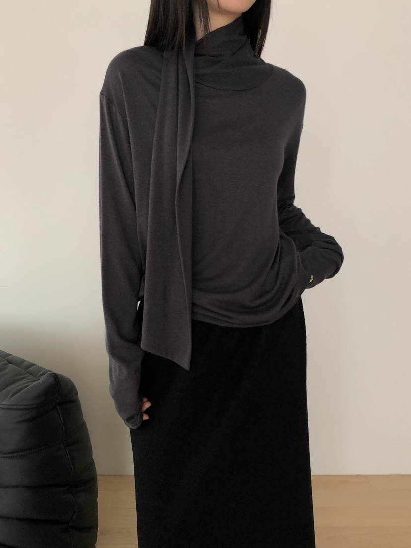 B_GARDER東大門㊣實拍女士新款熱賣推薦25秋冬職業長袖T恤圍巾B.GARDER長袖T恤