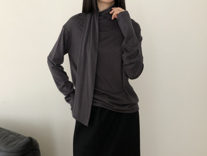 B_GARDER東大門㊣實拍女士新款熱賣推薦25秋冬職業長袖T恤圍巾B.GARDER長袖T恤