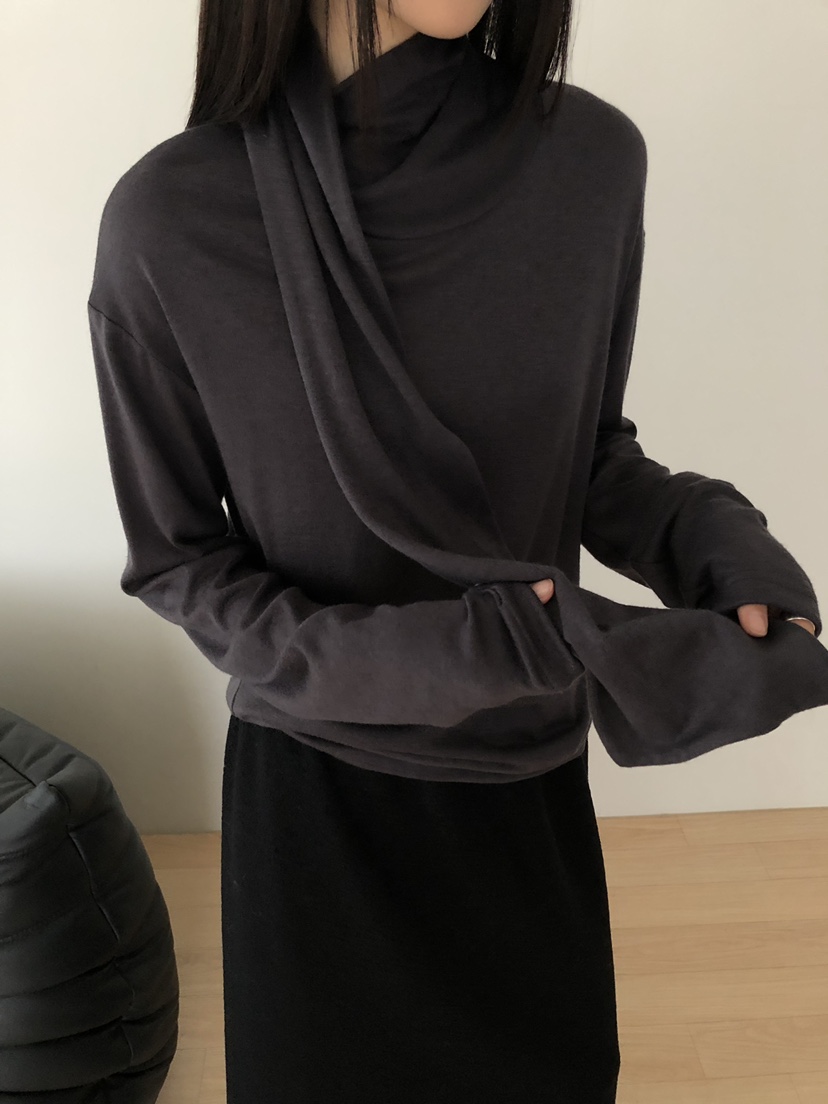 B_GARDER東大門㊣實拍女士新款熱賣推薦25秋冬職業長袖T恤圍巾B.GARDER長袖T恤