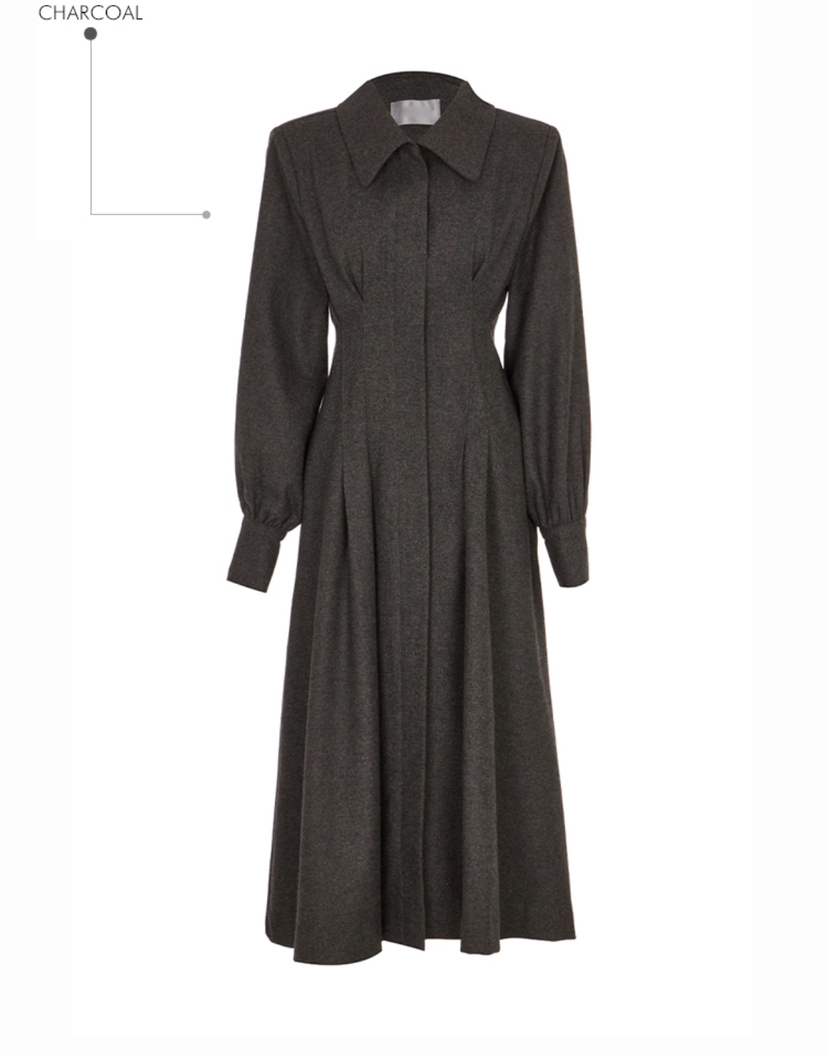 INNO東大門㊣實拍女裝新品職業休閑人氣25秋冬熱賣連衣裙褶裥INNO連衣裙圖色2