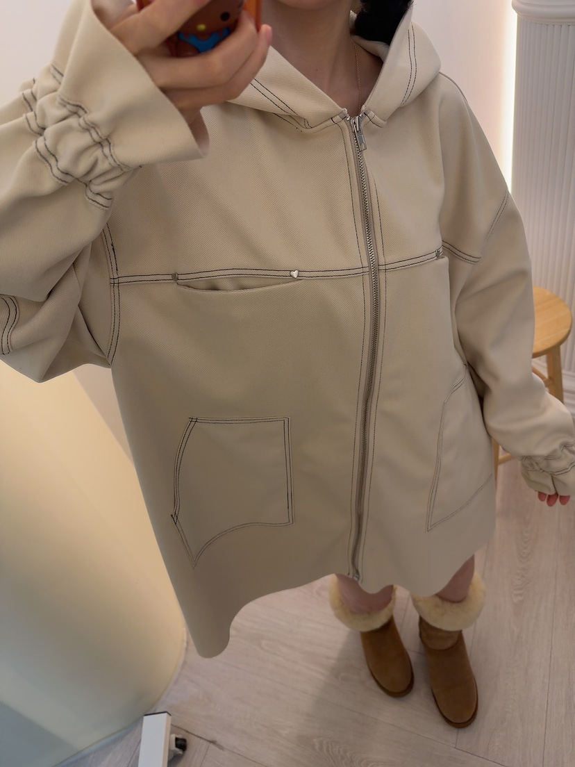 PALETTE-Q韓國直郵㊣女裝新款職業25秋冬熱賣夾克斗篷拉鏈PALETTE夾克