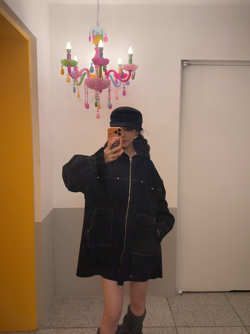 PALETTE-Q韓國直郵㊣女裝新款職業25秋冬熱賣夾克斗篷拉鏈PALETTE夾克