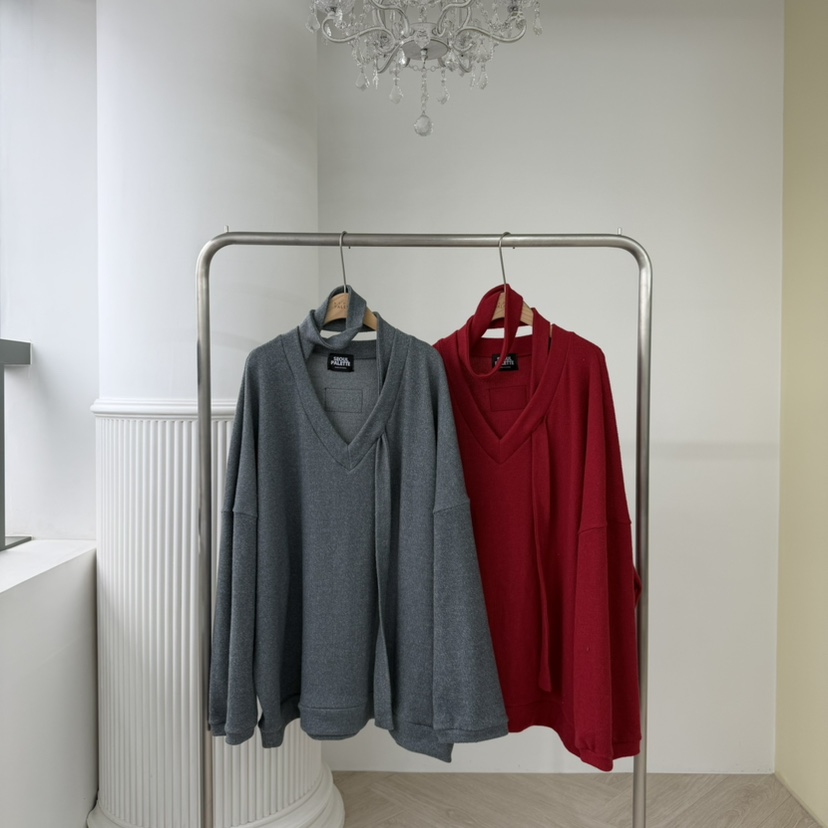 PALETTE-Q東大門㊣直郵女裝新品25秋冬熱賣人氣衛衣V領圍巾PALETTE-Q衛衣