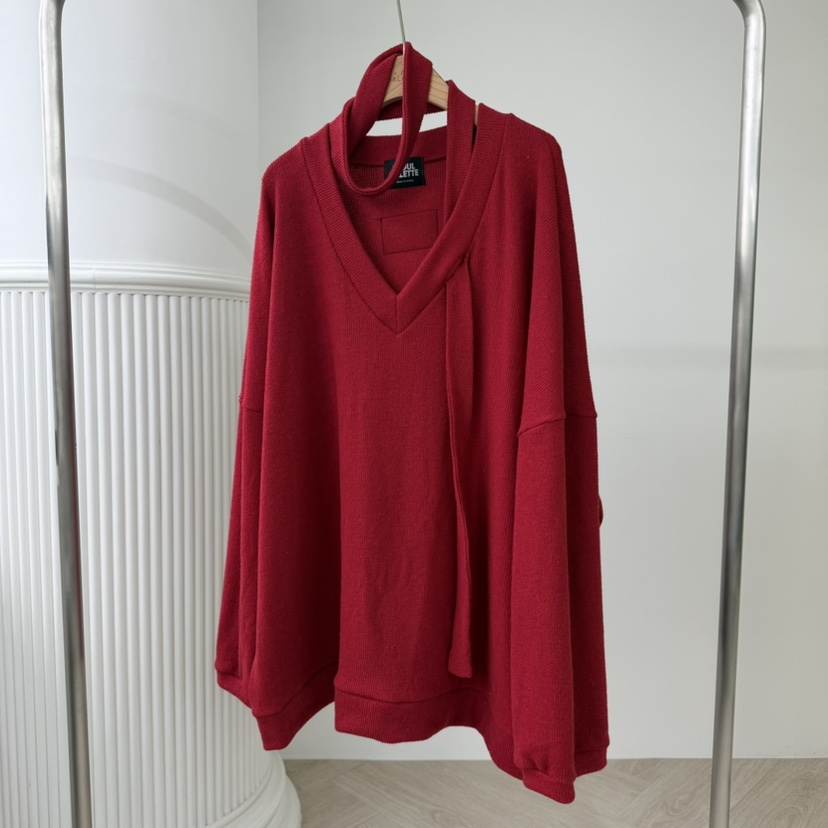 PALETTE-Q東大門㊣直郵女裝新品25秋冬熱賣人氣衛衣V領圍巾PALETTE-Q衛衣圖色1