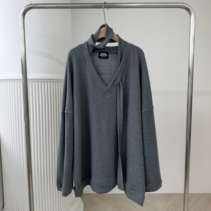 PALETTE-Q東大門㊣直郵女裝新品25秋冬熱賣人氣衛衣V領圍巾PALETTE-Q衛衣圖色2