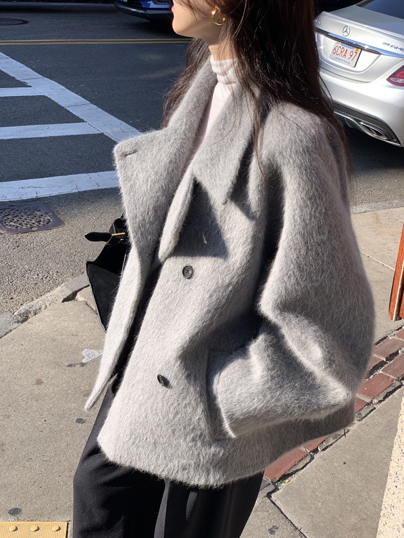 LOGARDEN韓國直郵㊣女士新品推薦25秋冬時尚熱賣短款大衣狐貍LO GARDEN短款大衣