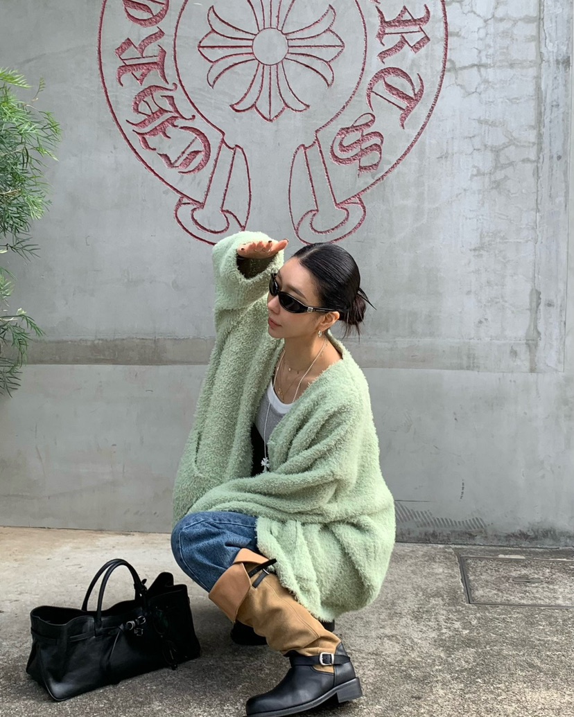 REVE CITE-L東大門㊣實拍女裝新款時尚25秋冬針織衫寬松開衫REVE CITE針織衫