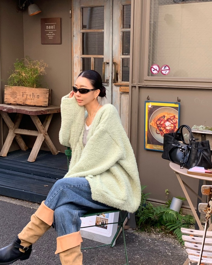 REVE CITE-L東大門㊣實拍女裝新款時尚25秋冬針織衫寬松開衫REVE CITE針織衫