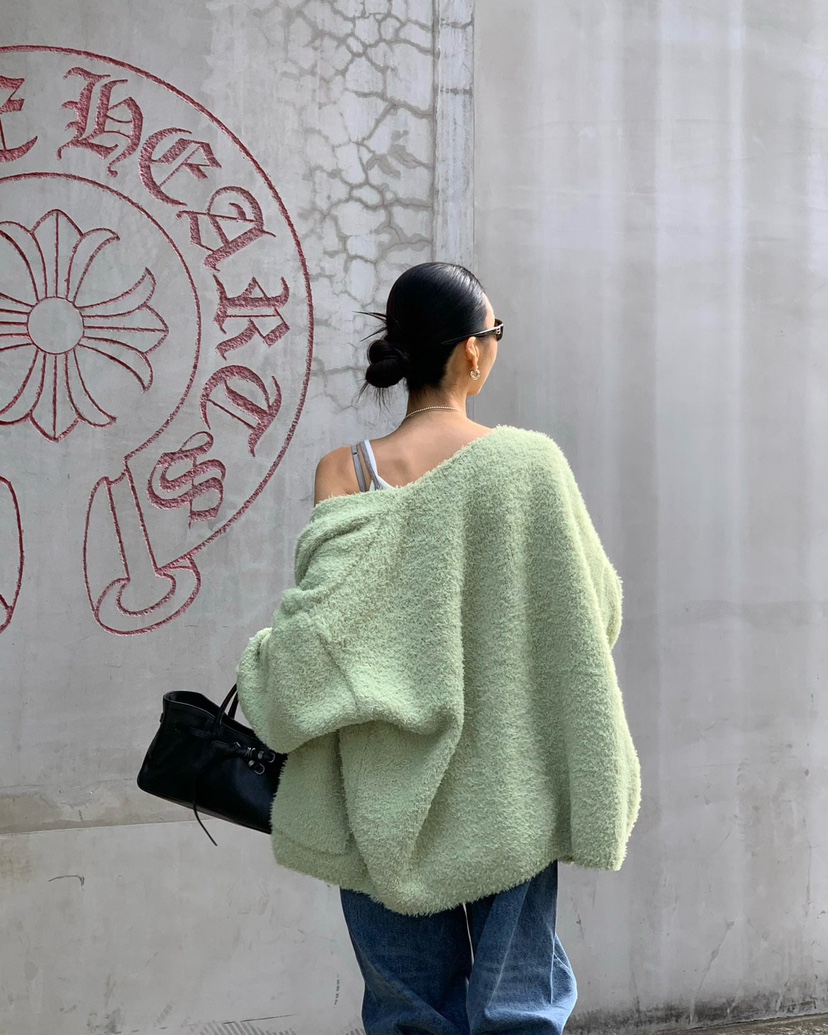 REVE CITE-L東大門㊣實拍女裝新款時尚25秋冬針織衫寬松開衫REVE CITE針織衫