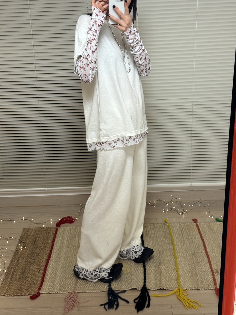 FRANC—L韓國直郵㊣女士新款職業25秋冬休閑推薦休閑褲蕾絲FRANC休閑褲