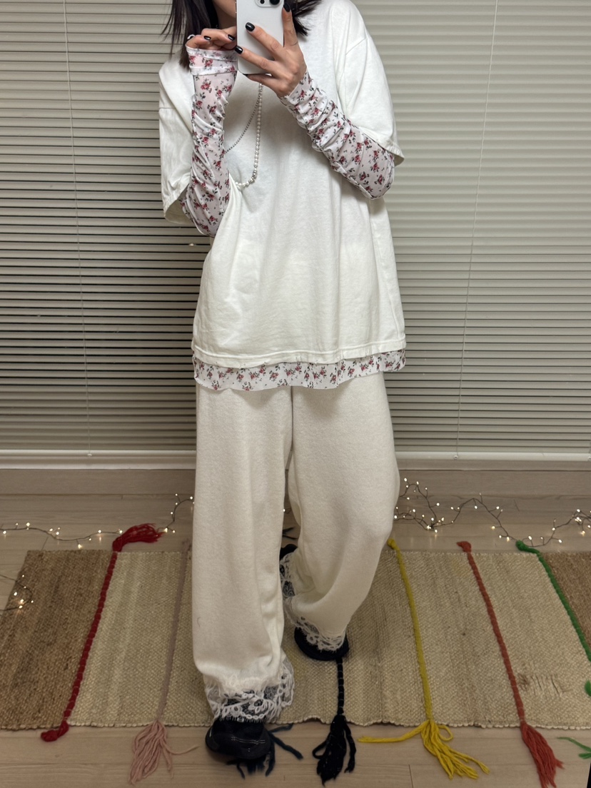 FRANC—L韓國直郵㊣女士新款職業25秋冬休閑推薦休閑褲蕾絲FRANC休閑褲