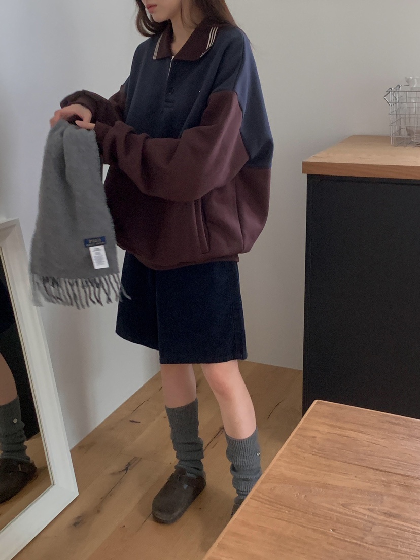 FORMSTUDIO韓國代購㊣女裝新款熱賣推薦人氣25秋冬衛衣羊皮FORMSTUDIO衛衣