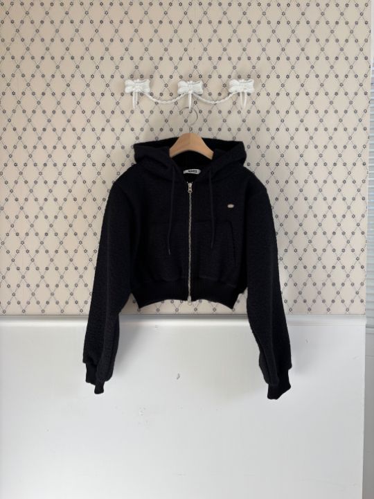 mars韓國代購㊣女裝新款休閑職業時尚衛衣連帽拉鏈衫毛圈布mars衛衣圖色1