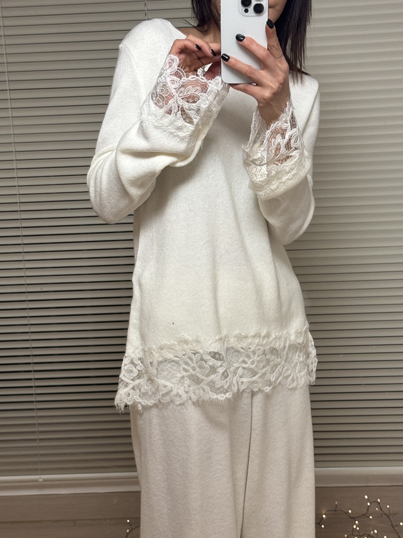 FRANC—L韓國直郵㊣女士新品人氣休閑推薦職業25秋冬長袖T恤蕾絲FRANC長袖T恤