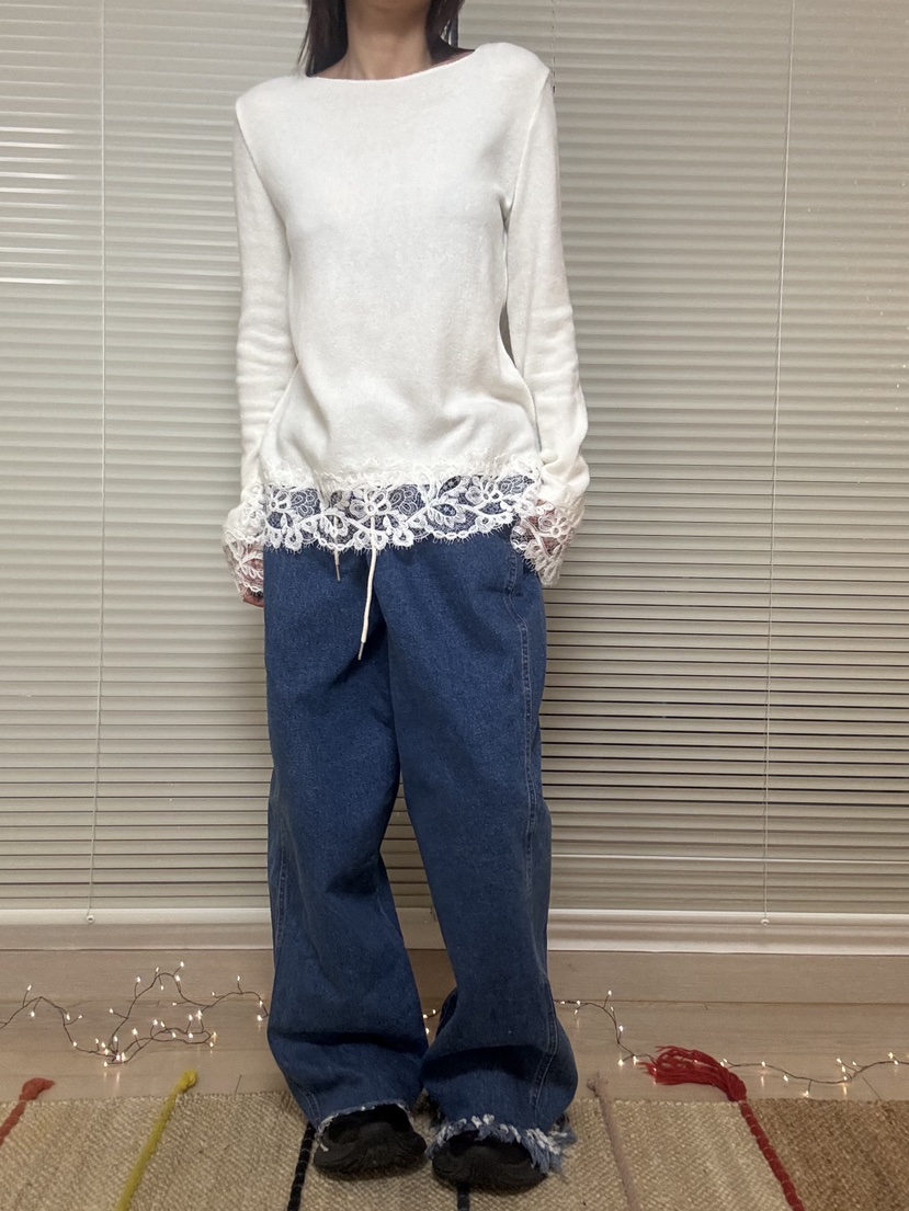 FRANC—L韓國直郵㊣女士新品人氣休閑推薦職業25秋冬長袖T恤蕾絲FRANC長袖T恤