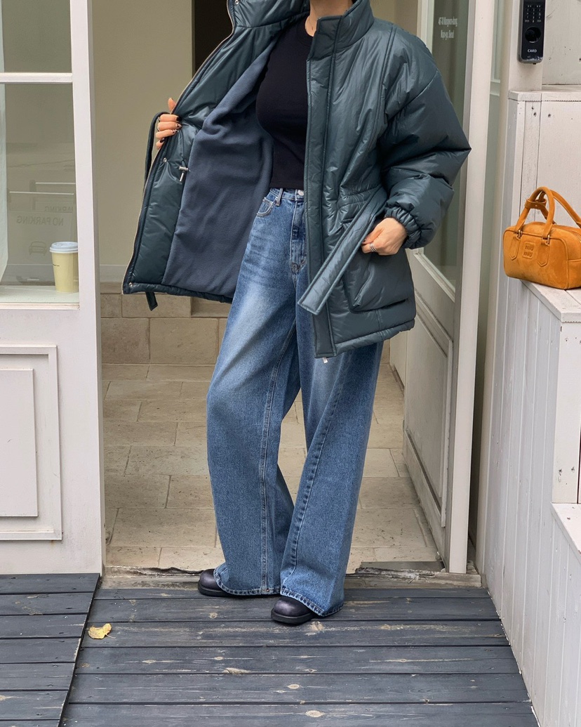 REVE CITE-L東大門㊣代購女士新款推薦休閑短款棉服含腰帶REVE CITE短款棉服