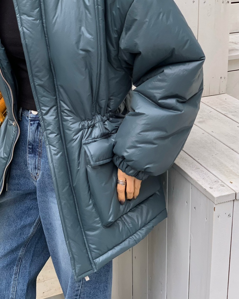 REVE CITE-L東大門㊣代購女士新款推薦休閑短款棉服含腰帶REVE CITE短款棉服