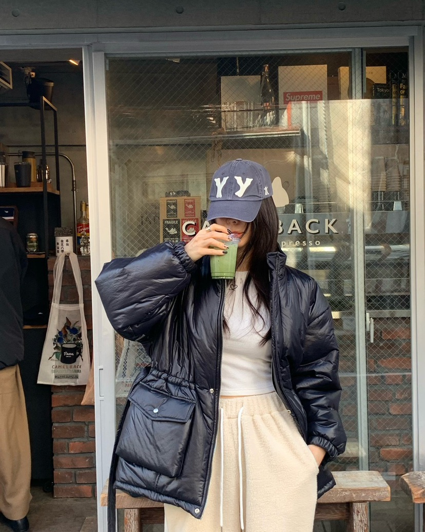 REVE CITE-L東大門㊣代購女士新款推薦休閑短款棉服含腰帶REVE CITE短款棉服