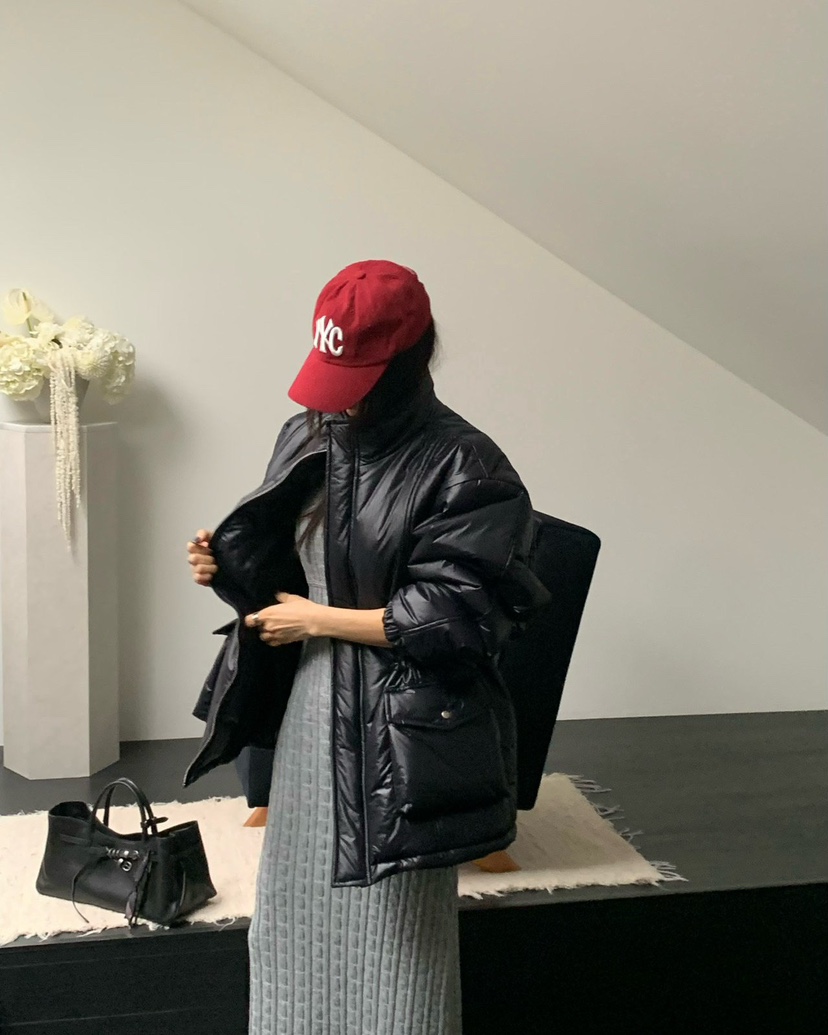 REVE CITE-L東大門㊣代購女士新款推薦休閑短款棉服含腰帶REVE CITE短款棉服