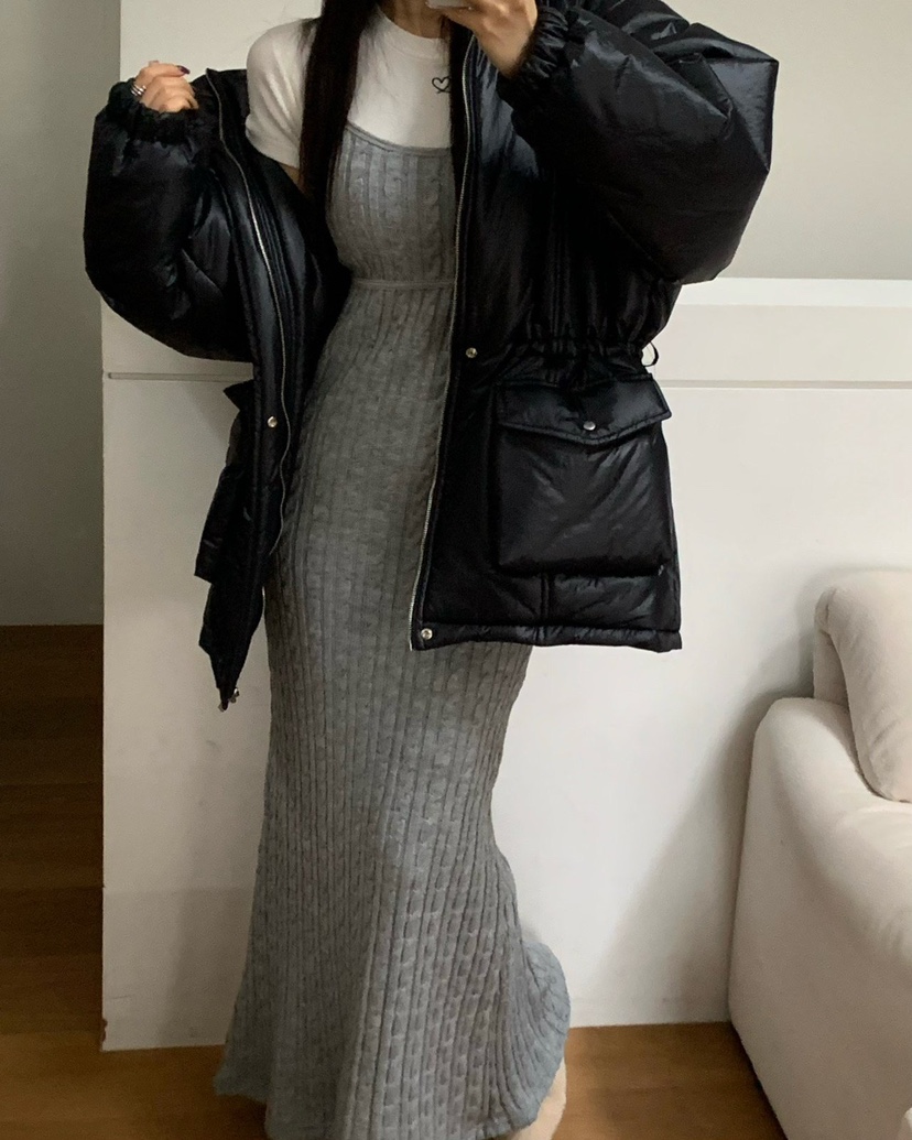 REVE CITE-L東大門㊣代購女士新款推薦休閑短款棉服含腰帶REVE CITE短款棉服