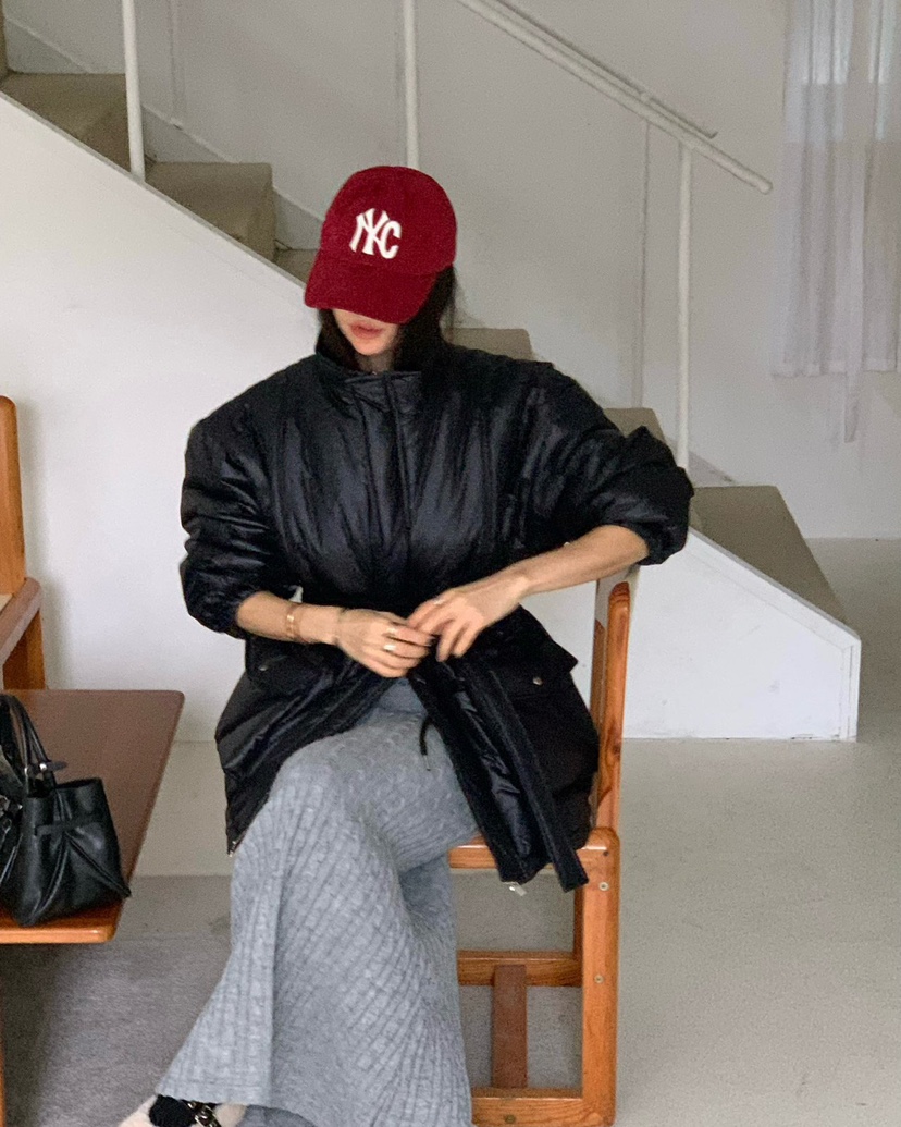 REVE CITE-L東大門㊣代購女士新款推薦休閑短款棉服含腰帶REVE CITE短款棉服