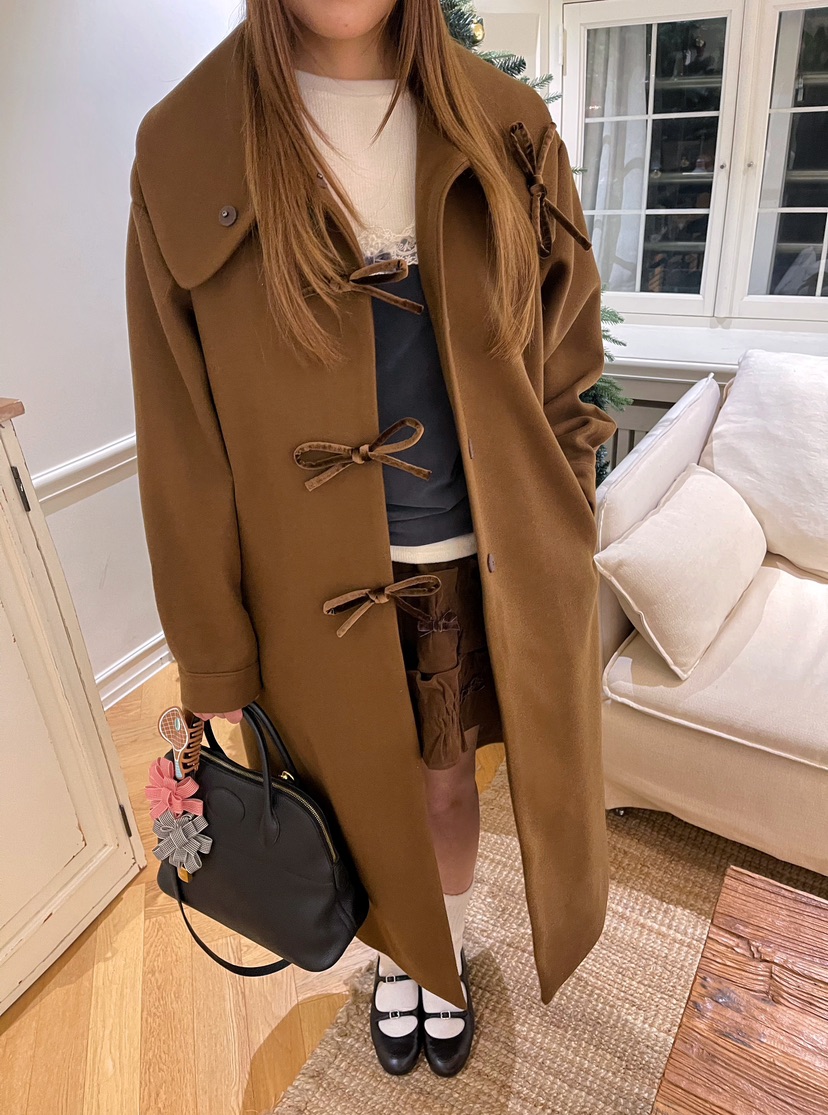 BOUTIQUE-L東大門㊣實拍女士新品25秋冬人氣中長款大衣高領BOUTIQUE-L中長款大衣