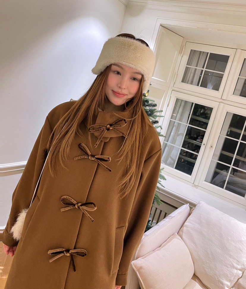 BOUTIQUE-L東大門㊣實拍女士新品25秋冬人氣中長款大衣高領BOUTIQUE-L中長款大衣