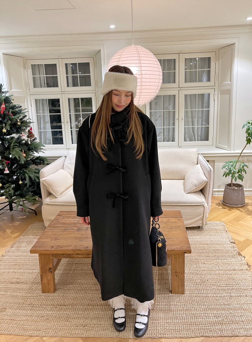 BOUTIQUE-L東大門㊣實拍女士新品25秋冬人氣中長款大衣高領BOUTIQUE-L中長款大衣