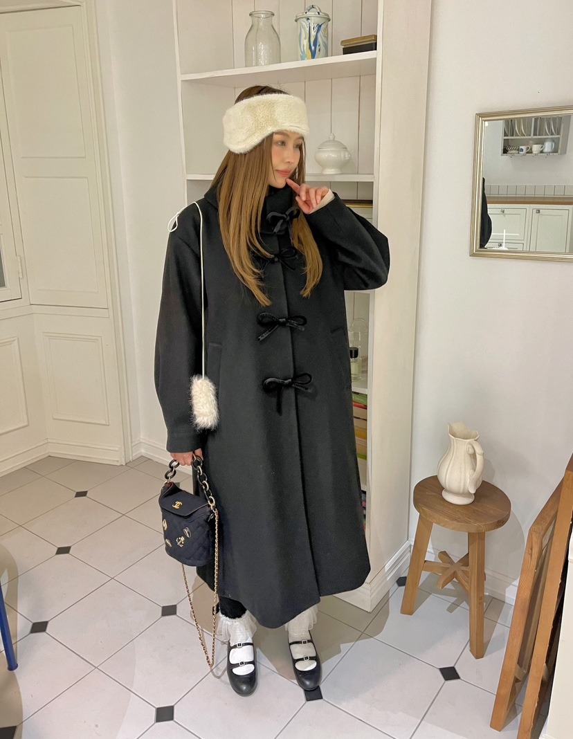 BOUTIQUE-L東大門㊣實拍女士新品25秋冬人氣中長款大衣高領BOUTIQUE-L中長款大衣