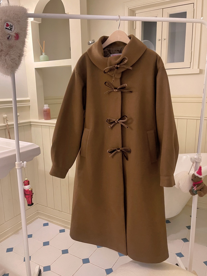 BOUTIQUE-L東大門㊣實拍女士新品25秋冬人氣中長款大衣高領BOUTIQUE-L中長款大衣圖色1
